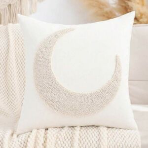 غطاء وسادة ديكور هلال رمضان بدون حشوة - ابيض