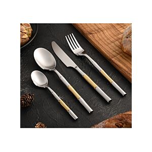 طقم أدوات مائدة وينز - فضي وذهبي