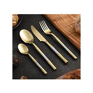 طقم أدوات مائدة يان - ذهبي وفضي