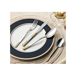 طقم أدوات مائدة ميلانو - فضي وذهبي