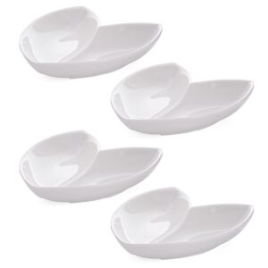 صحون تقديم على شكل قلب 4 قطع - ابيض