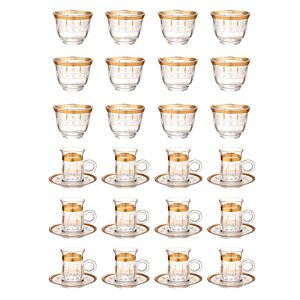 طقم أكواب شاي وقهوة شفاف وذهبي ينج