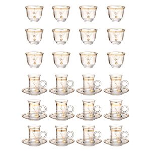 طقم أكواب شاي وقهوة شفاف وذهبي ندول