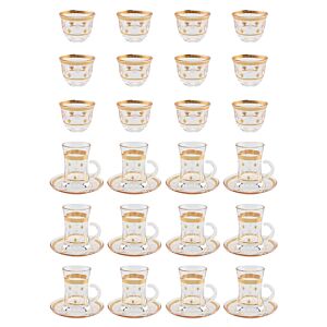 طقم أكواب شاي وقهوة شفاف وذهبي ويندوز