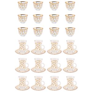 طقم أكواب شاي وقهوة شفاف وذهبي لومينوس