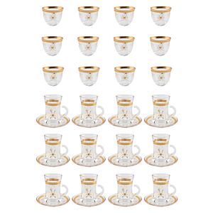 طقم أكواب شاي وقهوة شفاف وذهبي ميلا