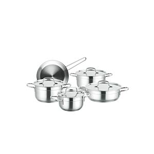 طقم أواني طهي ستانلس ستيل 9 قطع ألفا - فضي