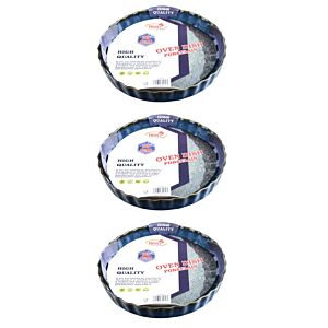 طقم أطباق فرن بورسلين دائرية 3 قطع 25 سم - أزرق