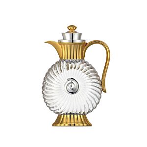 إبريق زجاجي بالغطاء للمياه والعصائر - ذهبي وفضي