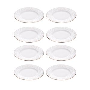 طقم أطباق عشاء بورسلين 8 قطع - ابيض وذهبي