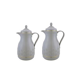 طقم ترمس شاي وقهوة مكون من قطعتين رامبو - رصاصي وذهبي