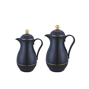 طقم ترمس شاي وقهوة رينا - أسود وذهبي