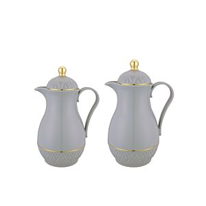 طقم ترمس شاي وقهوة رينا - رمادي وذهبي