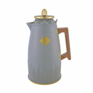 ترمس شاي وقهوة بمقبض خشبي ناعم سعة 1 لتر سمارسكي - رمادي وذهبي