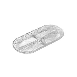 وعاء تقديم زجاجي فاخر بيضاوي مقسم - شفاف