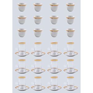 طقم أكواب شاي وقهوة أبيض وذهبي وشفاف ناسا