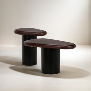 طاولة قهوة قطعتين سطح خشبي بيكو - بني غامق واسود