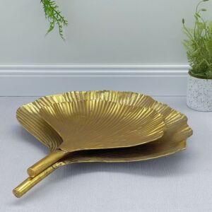 طقم أطباق تقديم بشكل ورقة شجرة - قطعتين