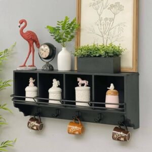 رف جداري خشب اسود ميدا