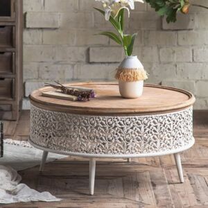 طاولة قهوة دائرية خشب كلاسيك