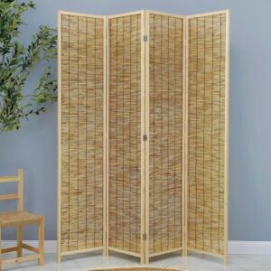 بارتشن خشب وراتان قابل للطي ساندرا