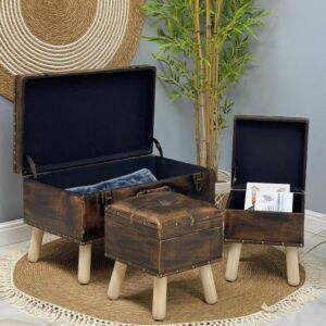 طقم مقعد ومسند قدم 3 قطع بمساحة تخزين صندوق