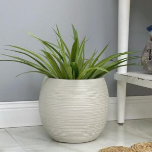 ‏مركن زرع فخار صغير - أبيض