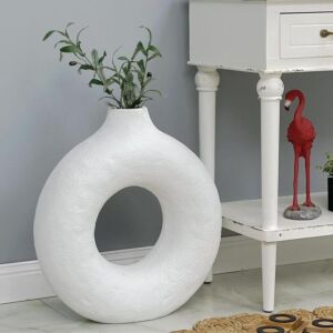 فازة فخار مدورة اوستاد - ابيض