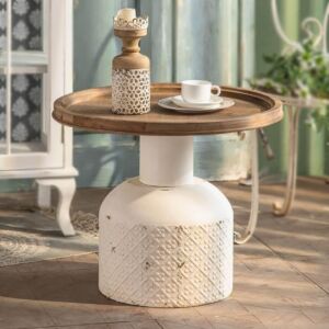 طاولة جانبية فينتج - ابيض عتيق