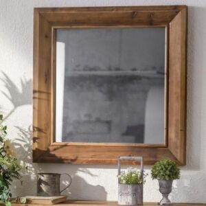 مرآة جدارية خشب ريفي سكوا - 80×80 سم