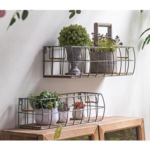 طقم رفوف زرع حديد قطعتين - رمادي
