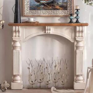 كونسول خشب شكل دفاية كايار - ابيض