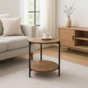 طاولة جانبية خشب و حديد فيرو