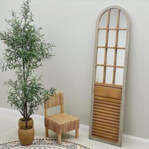 مرآة حائط باب خشب