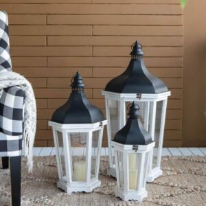 طقم فانوس 3 قطع خشبي ناشيدا