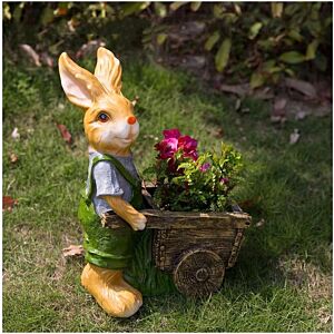 تحفة ديكور مجسم أرنب بعربة