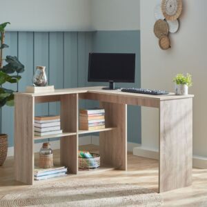 مكتب دراسة ركني مع خزانة كتب من جاز