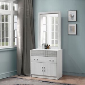 طاولة تزيين صغيرة ببابين ودرجين مع مرآة من ليفربول