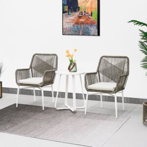 طقم شرفة خارجي بمقعدين مع وسائد من فريسكا