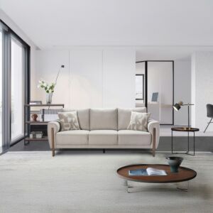 كنبة قماش 3 مقاعد مع وسادتين من باسو