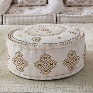 مقعد بف ميداليون مطرز من مهرجان زهرة - 60x60x25 سم