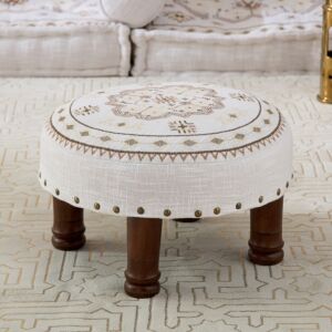 مقعد مستدير ميداليون مطرز من مهرجان زهرة - 40x15 سم