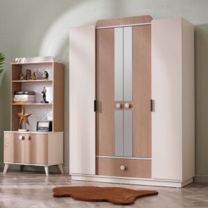 دولاب ملابس بـ4 أبواب بدرج ومرآتين من كينغسلاي