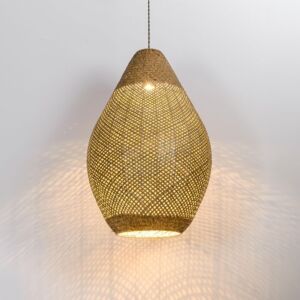 انارة معلقة رتان بيضاوي طولي خشبي