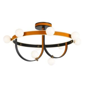 إنارة معلقة دائري بار سبيرال جلد - برتقالي واسود