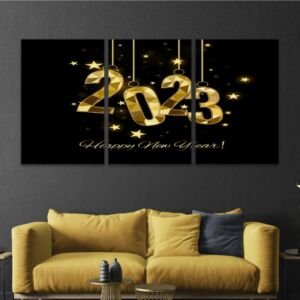 لوحة جدارية فنية بتصميم عصري 2023 - ثلاث قطع - مقاس 120x60 سم