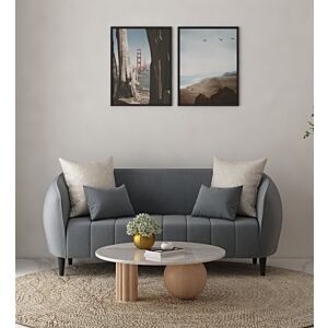 كنبة ثلاثية تومي - رصاصي فاتح