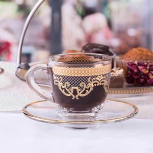 طقم فناجين قهوة تركية ل 6 أشخاص ترينا - ذهبي