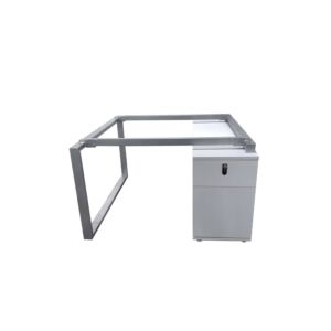 مكتب عمل لشخصين بدون سطح الطاولة ارجوا - فضي وابيض