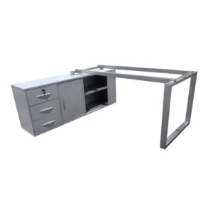 مكتب عمل مع ملحق بدون سطح طاولة 180 سم ارجوا - فضي وابيض